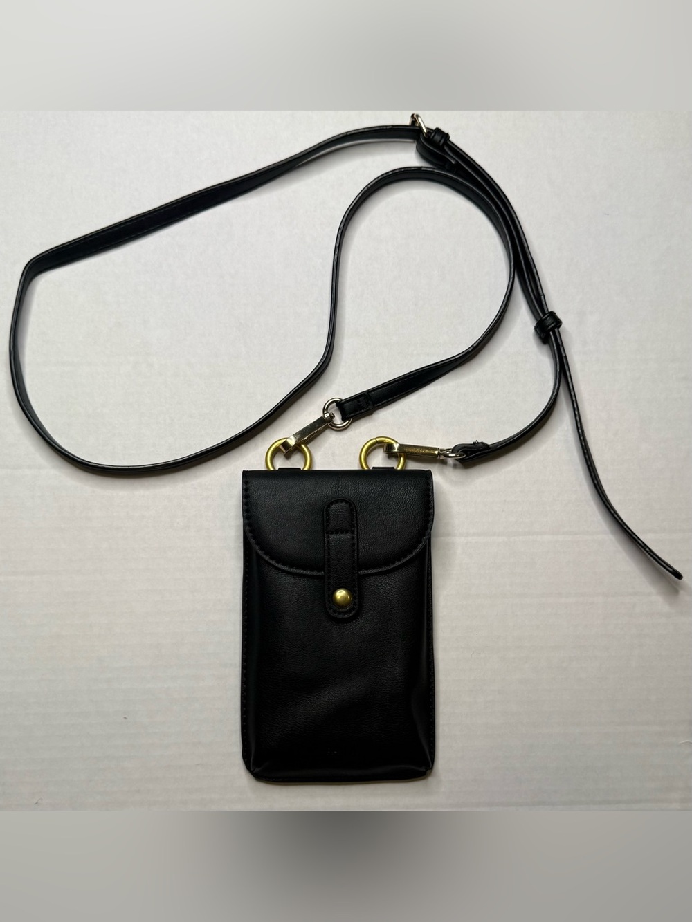 Black Faux Leather Phone Crossbody Wallet Bag Card Holder Mini Purse